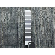 Load image into Gallery viewer, 3&#39;x5&#39;3&quot; Charcoal Gray, Hand Knotted Modern Vertical Ombre Design, Pure Silk with Textured Wool, Oriental Rug FWR451572