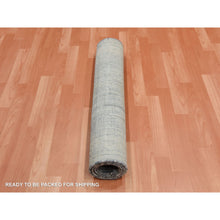 Load image into Gallery viewer, 3&#39;x5&#39;3&quot; Charcoal Gray, Hand Knotted Modern Vertical Ombre Design, Pure Silk with Textured Wool, Oriental Rug FWR451572