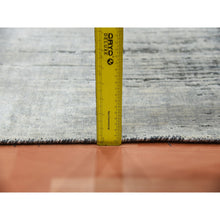 Load image into Gallery viewer, 3&#39;x5&#39;3&quot; Charcoal Gray, Hand Knotted Modern Vertical Ombre Design, Pure Silk with Textured Wool, Oriental Rug FWR451572