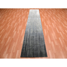 Load image into Gallery viewer, 2&#39;6&quot;x12&#39;6&quot; Gray and Black, Modern Ombre Design Densely Woven, Hand Knotted, Extra Soft Wool Runner Oriental Rug FWR451578