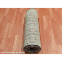 Load image into Gallery viewer, 2&#39;6&quot;x12&#39;6&quot; Gray and Black, Modern Ombre Design Densely Woven, Hand Knotted, Extra Soft Wool Runner Oriental Rug FWR451578