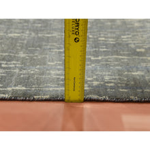 Load image into Gallery viewer, 2&#39;6&quot;x12&#39;6&quot; Gray and Black, Modern Ombre Design Densely Woven, Hand Knotted, Extra Soft Wool Runner Oriental Rug FWR451578
