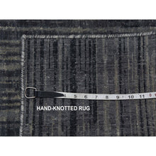 Load image into Gallery viewer, 2&#39;6&quot;x12&#39;6&quot; Gray and Black, Modern Ombre Design Densely Woven, Hand Knotted, Extra Soft Wool Runner Oriental Rug FWR451578