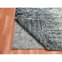 Load image into Gallery viewer, 6&#39;1&quot;x6&#39;1&quot; Black with Touches of Gray, Wool and Pure Silk Hand Knotted, Striae Design, Square Oriental Rug FWR451704