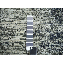 Load image into Gallery viewer, 6&#39;1&quot;x6&#39;1&quot; Black with Touches of Gray, Wool and Pure Silk Hand Knotted, Striae Design, Square Oriental Rug FWR451704