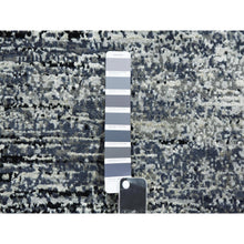 Load image into Gallery viewer, 6&#39;x6&#39; Black with Touches of Gray, Striae Design, Wool and Pure Silk Hand Knotted, Round Oriental Rug FWR451728