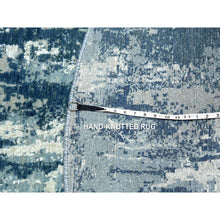 Load image into Gallery viewer, 7&#39;1&quot;x7&#39;1&quot; Oceanic Blue, Pure Silk and Wool Hand Knotted, Abstract Design Hi-Low Pile, Round Oriental Rug FWR451764