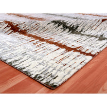 Load image into Gallery viewer, 8&#39;10&quot;x11&#39;10&quot; Earth Tone Colors, Modern, Cardiac Design, Pure Silk and Textured Wool, Hand Knotted Oriental Rug FWR451770
