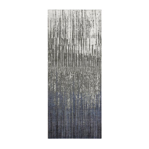 2'6"x6'3" Gainsboro Gray with Black Denim, Modern Ombre Design, Densely Woven, Hand Knotted, Extra Soft Wool, Runner Oriental Rug FWR451848