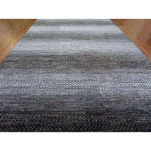 12'2"x18' Charcoal Black Modern Chiaroscuro Collection, Hand Knotted, Thick and Plush, Pure Wool Oversized Oriental Rug FWR474006