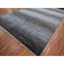 Load image into Gallery viewer, 12&#39;2&quot;x18&#39; Charcoal Black Modern Chiaroscuro Collection, Hand Knotted, Thick and Plush, Pure Wool Oversized Oriental Rug FWR474006