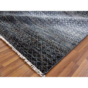 12'2"x18' Charcoal Black Modern Chiaroscuro Collection, Hand Knotted, Thick and Plush, Pure Wool Oversized Oriental Rug FWR474006