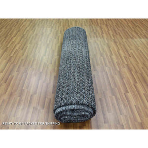 12'2"x18' Charcoal Black Modern Chiaroscuro Collection, Hand Knotted, Thick and Plush, Pure Wool Oversized Oriental Rug FWR474006