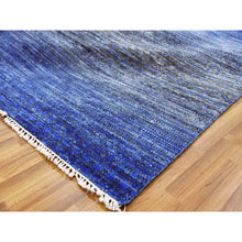 Load image into Gallery viewer, 10&#39;5&quot;x14&#39;6&quot; Denim Blue, Pure Wool Modern Chiaroscuro Collection, Thick and Plush, Hand Knotted Oriental Rug FWR474018