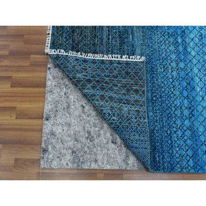 8'1"x10'2" Blue Modern Chiaroscuro Collection, Hand Knotted, Pure Wool Thick and Plush, Oriental Rug FWR474072