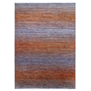 10'3"x14' Orange, Modern Chiaroscuro Collection Hand Knotted Thick and Plush, Pure Wool Oriental Rug FWR474120