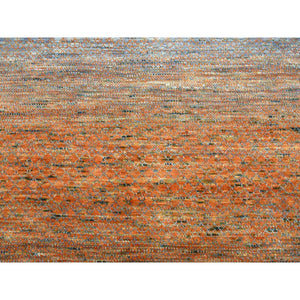 10'3"x14' Orange, Modern Chiaroscuro Collection Hand Knotted Thick and Plush, Pure Wool Oriental Rug FWR474120