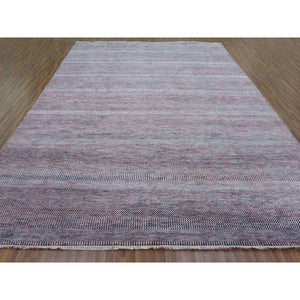 10'1"x14' Terracotta Red, Wool and Silk Hand Knotted, Modern Grass Design Gabbeh Densely Woven, Oriental Rug FWR474672