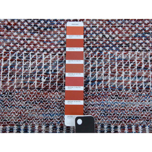 10'1"x14' Terracotta Red, Wool and Silk Hand Knotted, Modern Grass Design Gabbeh Densely Woven, Oriental Rug FWR474672