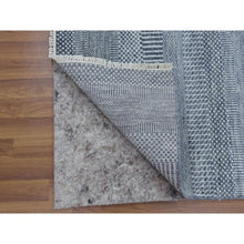 Load image into Gallery viewer, 2&#39;10&quot;x10&#39;2&quot; Gray, Modern Grass Design Gabbeh, Densely Woven Wool and Silk Hand Knotted, Runner Oriental Rug FWR474882
