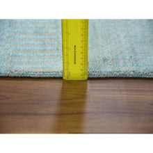 Load image into Gallery viewer, 2&#39;8&quot;x15&#39; Light Blue, Hand Knotted Modern Grass Design Gabbeh, Densely Woven Wool and Silk, XL Runner Oriental Rug FWR474912