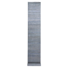 Load image into Gallery viewer, 2&#39;7&quot;x16&#39;4&quot; Denim Blue, Densely Woven Wool and Silk Hand Knotted, Modern Grass Design Gabbeh, XL Runner Oriental Rug FWR474918