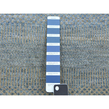Load image into Gallery viewer, 2&#39;7&quot;x16&#39;4&quot; Denim Blue, Densely Woven Wool and Silk Hand Knotted, Modern Grass Design Gabbeh, XL Runner Oriental Rug FWR474918
