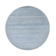 Load image into Gallery viewer, 6&#39;x6&#39; Light Blue, Densely Woven Wool and Silk Hand Knotted, Modern Grass Design Gabbeh, Round Oriental Rug FWR474948