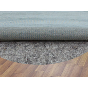 6'x6' Light Blue, Densely Woven Wool and Silk Hand Knotted, Modern Grass Design Gabbeh, Round Oriental Rug FWR474948