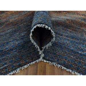 8'2"x10'5" Orange, Pure Wool Hand Knotted, Modern Chiaroscuro Collection Thick and Plush, Oriental Rug FWR474990