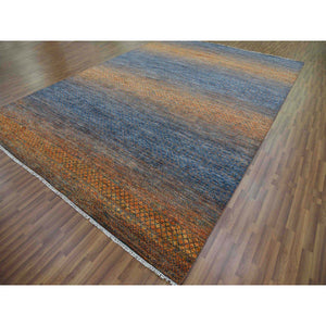 10'x14'5" Orange, Thick and Plush Pure Wool Hand Knotted, Modern Chiaroscuro Collection, Oriental Rug FWR475026