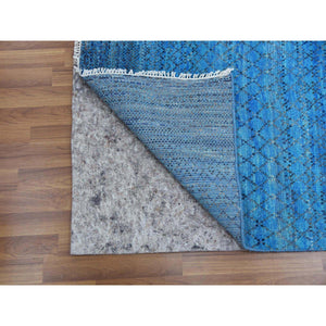 10'x14'3" Oceanic Blue, Modern Chiaroscuro Collection, Thick and Plush Pure Wool Hand Knotted, Oriental Rug FWR475032