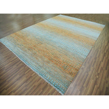 Load image into Gallery viewer, 10&#39;1&quot;x14&#39; Orange, Thick and Plush Pure Wool Hand Knotted, Modern Chiaroscuro Collection, Oriental Rug FWR475044