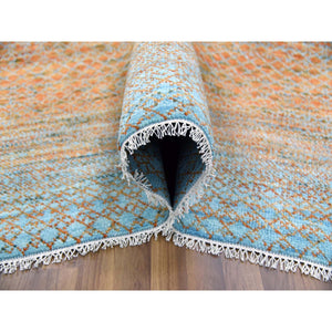 10'1"x14' Orange, Thick and Plush Pure Wool Hand Knotted, Modern Chiaroscuro Collection, Oriental Rug FWR475044