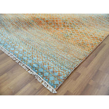 Load image into Gallery viewer, 10&#39;1&quot;x14&#39; Orange, Thick and Plush Pure Wool Hand Knotted, Modern Chiaroscuro Collection, Oriental Rug FWR475044