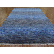 Load image into Gallery viewer, 10&#39;x14&#39; Denim Blue, Modern Chiaroscuro Collection, Thick and Plush Pure Wool Hand Knotted, Oriental Rug FWR475074