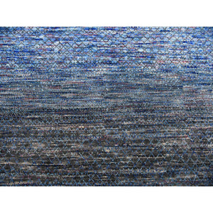 10'x14' Denim Blue, Modern Chiaroscuro Collection, Thick and Plush Pure Wool Hand Knotted, Oriental Rug FWR475074