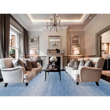 Load image into Gallery viewer, 10&#39;x14&#39;4&quot; Light Blue, Pure Wool Hand Knotted, Modern Chiaroscuro Collection Thick and Plush, Oriental Rug FWR475080