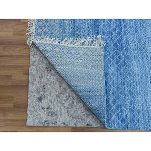 10'x14'4" Light Blue, Pure Wool Hand Knotted, Modern Chiaroscuro Collection Thick and Plush, Oriental Rug FWR475080