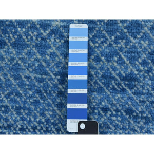 10'x14'4" Light Blue, Pure Wool Hand Knotted, Modern Chiaroscuro Collection Thick and Plush, Oriental Rug FWR475080