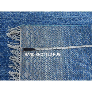 10'x14'4" Light Blue, Pure Wool Hand Knotted, Modern Chiaroscuro Collection Thick and Plush, Oriental Rug FWR475080