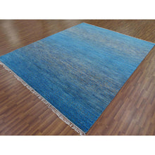 Load image into Gallery viewer, 8&#39;2&quot;x10&#39; Blue, Pure Wool Hand Knotted, Modern Chiaroscuro Collection Thick and Plush, Oriental Rug FWR475146