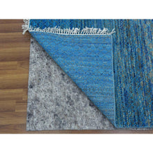 Load image into Gallery viewer, 8&#39;2&quot;x10&#39; Blue, Pure Wool Hand Knotted, Modern Chiaroscuro Collection Thick and Plush, Oriental Rug FWR475146
