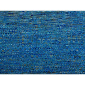 8'2"x10' Blue, Pure Wool Hand Knotted, Modern Chiaroscuro Collection Thick and Plush, Oriental Rug FWR475146