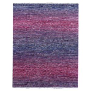 8'1"x10'2" Rose Pink, Thick and Plush Pure Wool Hand Knotted, Modern Chiaroscuro Collection, Oriental Rug FWR475188