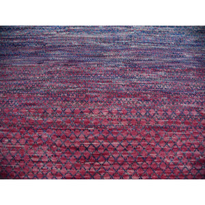 8'1"x10'2" Rose Pink, Thick and Plush Pure Wool Hand Knotted, Modern Chiaroscuro Collection, Oriental Rug FWR475188