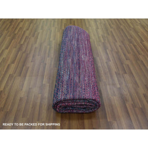 8'1"x10'2" Rose Pink, Thick and Plush Pure Wool Hand Knotted, Modern Chiaroscuro Collection, Oriental Rug FWR475188