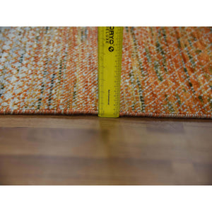 8'1"x10'1" Orange, Hand Knotted Modern Chiaroscuro Collection, Thick and Plush Pure Wool, Oriental Rug FWR475260