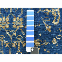Load image into Gallery viewer, 6&#39;x9&#39;2&quot; Denim Blue, Broken Erased Persian Tabriz Design, Wool and Silk Hand Knotted, Oriental Rug FWR475614
