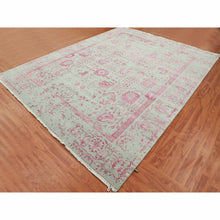 Load image into Gallery viewer, 8&#39;10&quot;x11&#39;3&quot; Beige and Pink, Broken Persian Tabriz Erased Design, Wool and Silk Hand Knotted, Oriental Rug FWR475650